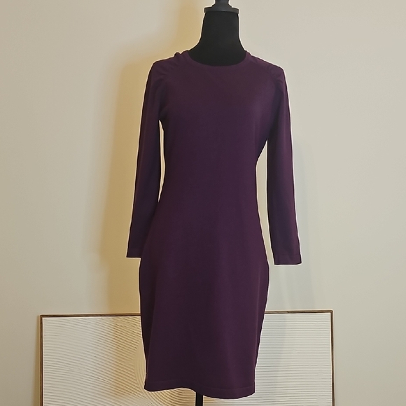 Calvin Klein Dresses & Skirts - Calvin Klein Deep Purple Puff Sleeve Sweater Dress
